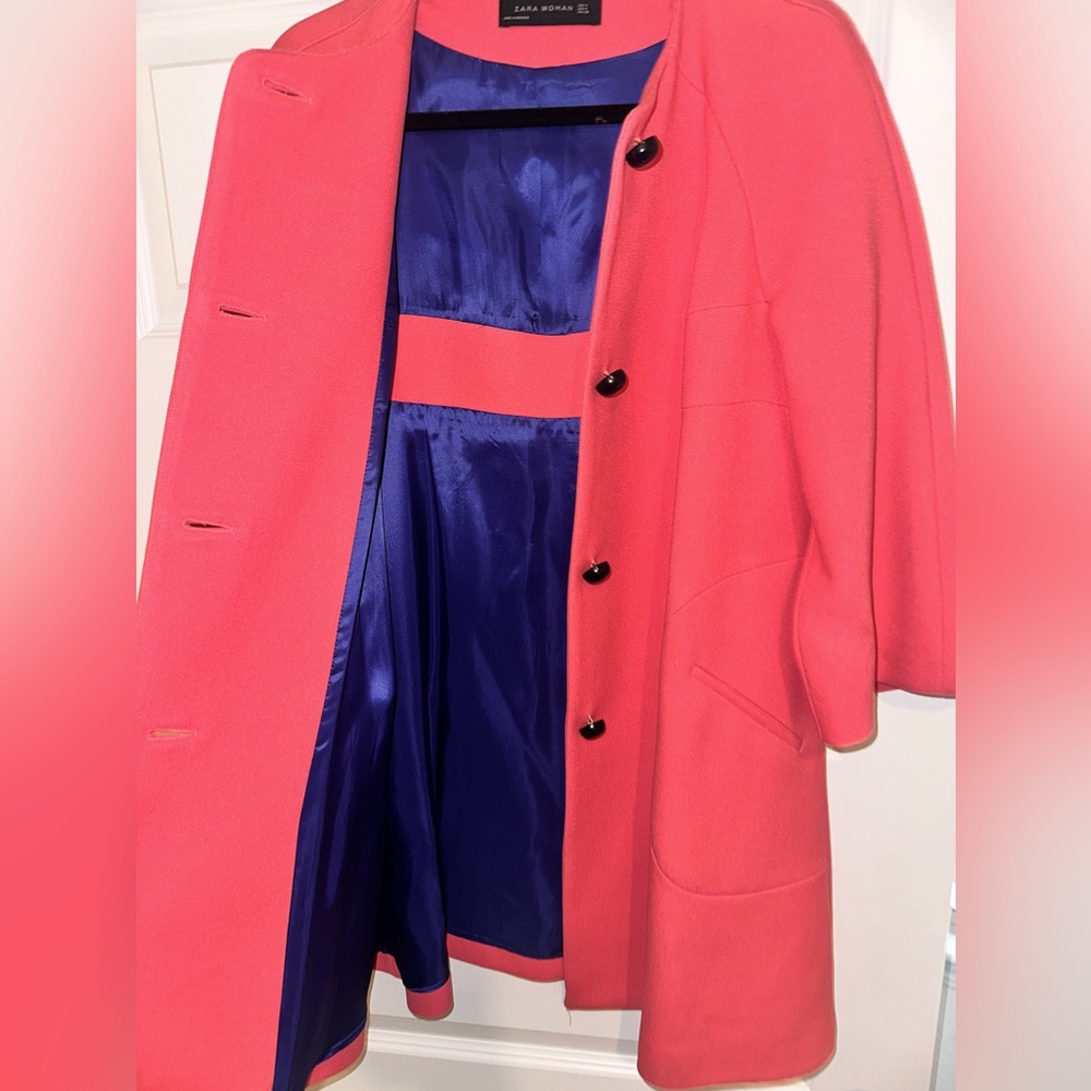 Zara Women’s Salmon Winter Coat/Overcoat, Womens Size medium
